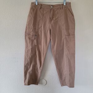 Habitual Utility Barrel Pants Size 28 Brown High Rise Crop Cargo Cotton Baggy